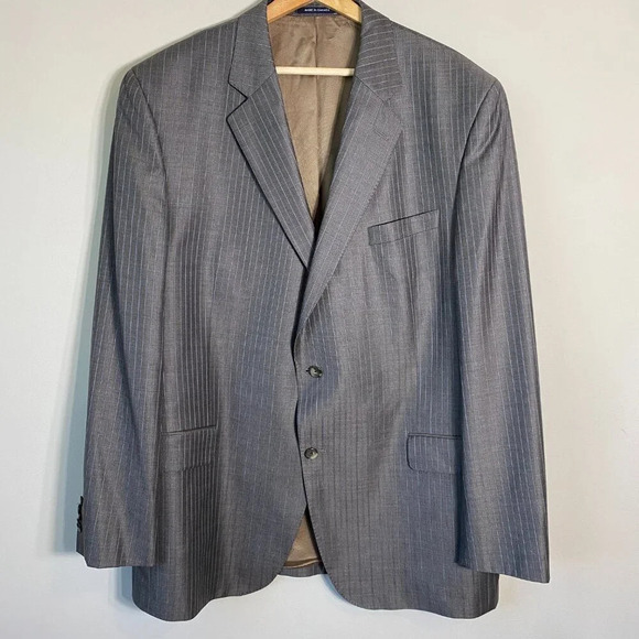 Cremieux Collection Wool Sport Coat Men's 48L Ing Loro Piana Pinstripe Gray Blue - Picture 5 of 16